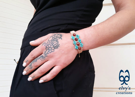 Olive Green Macrame Beaded Adjustable Bracelet Beaded Cuff Bracelet For Women