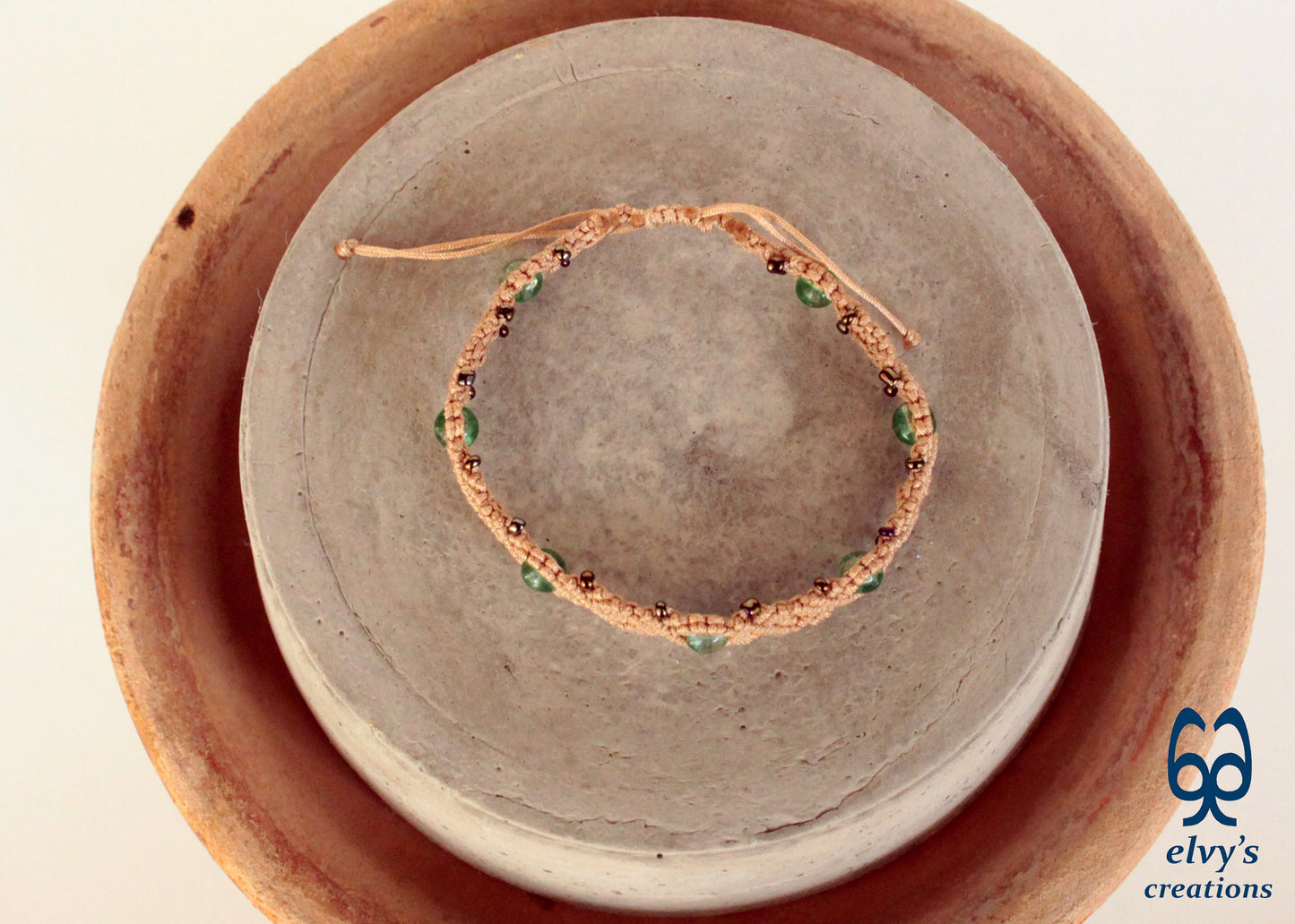 Handmade Macrame Bracelet, Gemstone Beaded Cuff, Unique Birthday Gift for Women