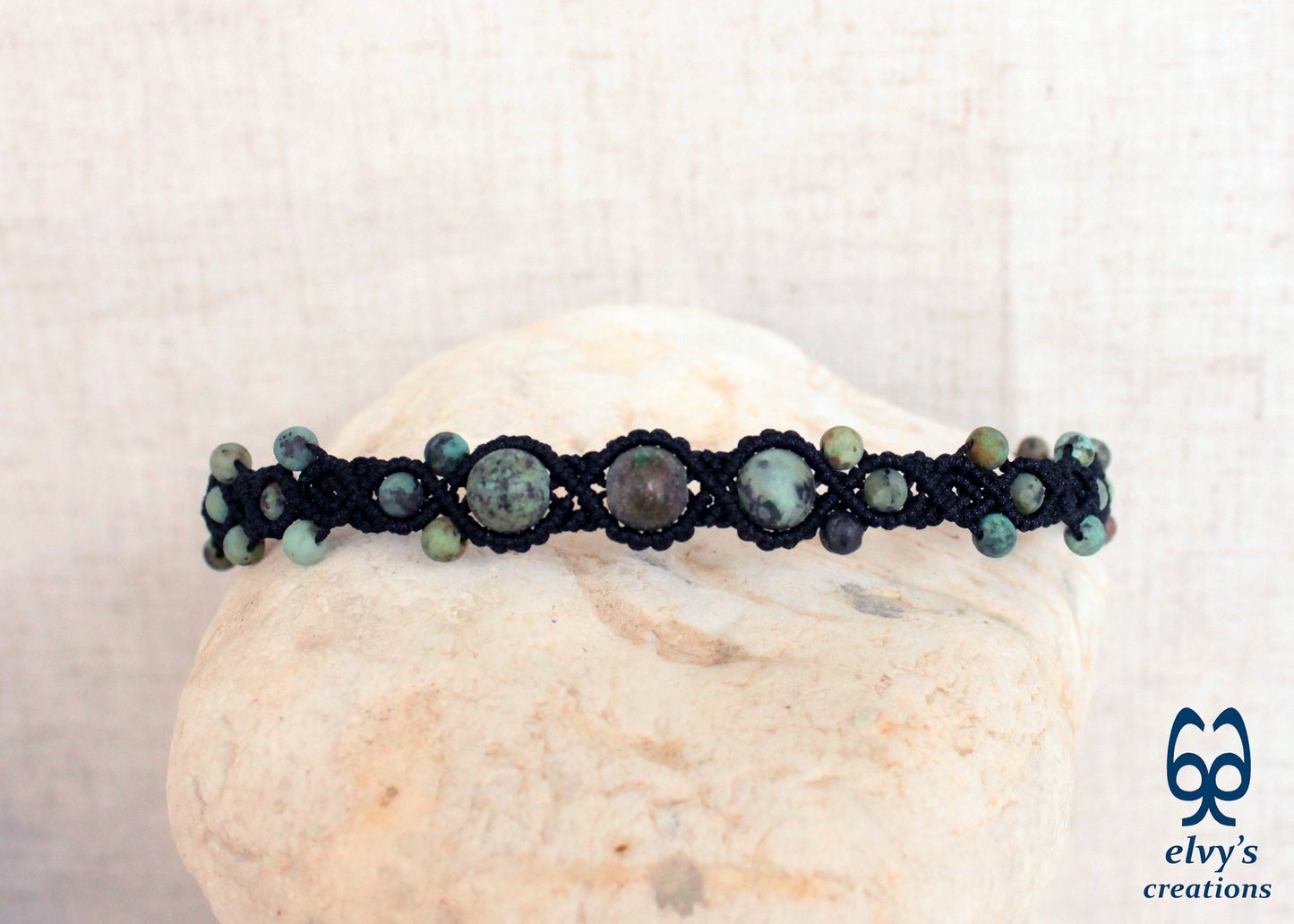 Turquoise Macrame Necklace, Beaded Macrame Choker, Unique Birthday Gift for Women