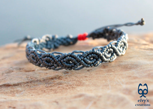Blue and Red Macrame Bracelet Handmade Macrame cuff Adjustable Bracelet His and Hers Bracelet