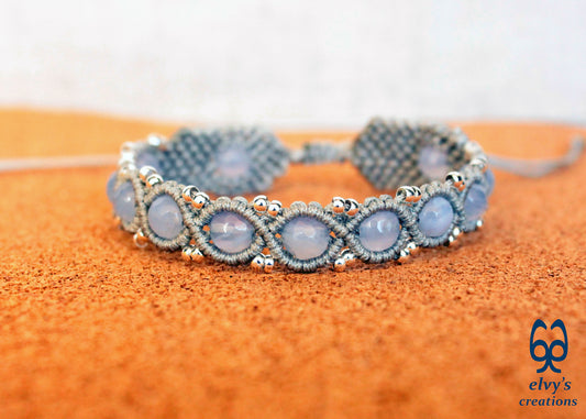 Handmade Macrame Bracelet, Crystal Gemstone Beaded Cuff, Unique Birthday Gift for Women