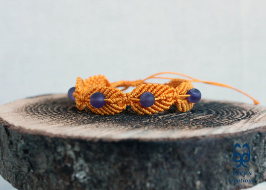 Handmade Macrame Yellow Macrame Bracelet for Woman Adjustable Bracelet for Gift, Κίτρινο Μακραμέ Βραχιόλι