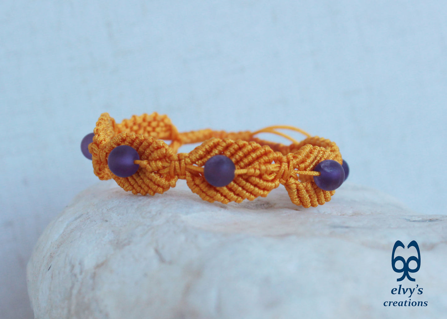 Handmade Macrame Yellow Macrame Bracelet for Woman Adjustable Bracelet for Gift, Κίτρινο Μακραμέ Βραχιόλι