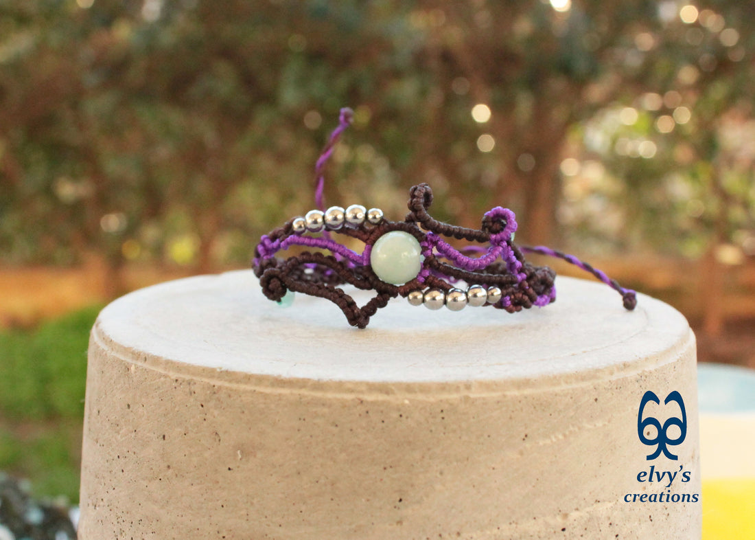 Purple and Brown milky Quartz Bracelet with Hematite Gemstones