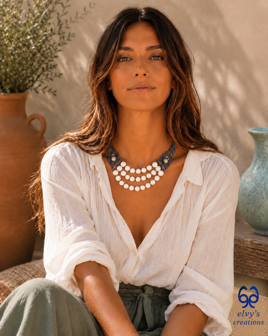 Handmade Gray Macrame Necklace with Crystal Quartz Adjustable Pink Necklace