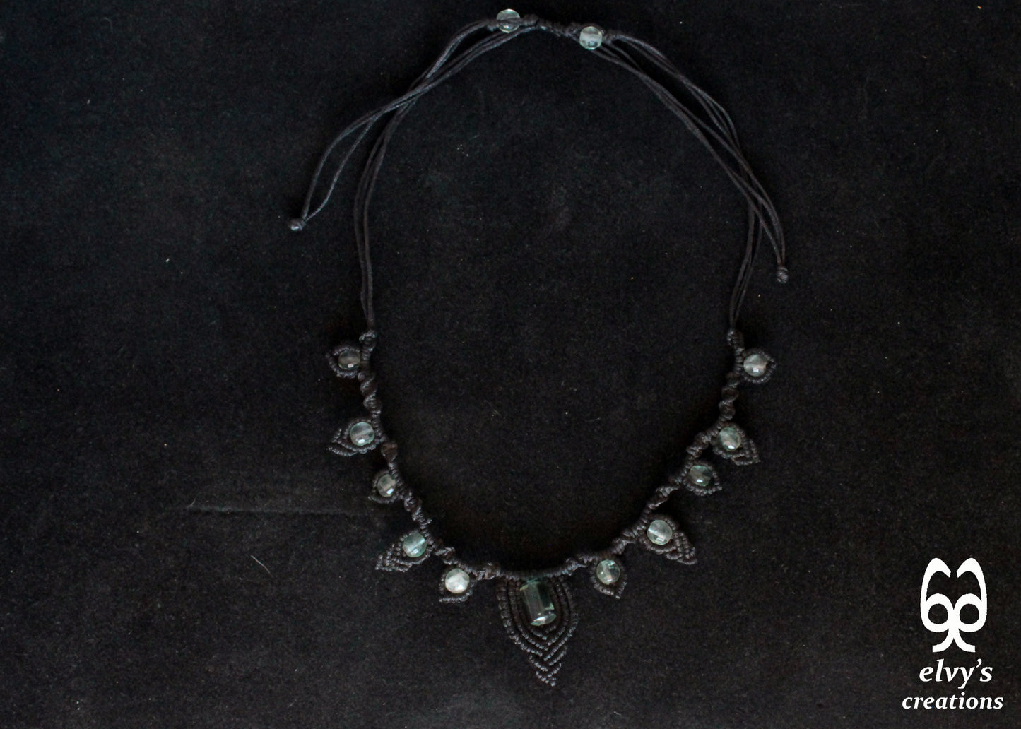 Fluorite Macrame Necklace, Beaded Macrame Choker, Unique Birthday Gift for Women or Men