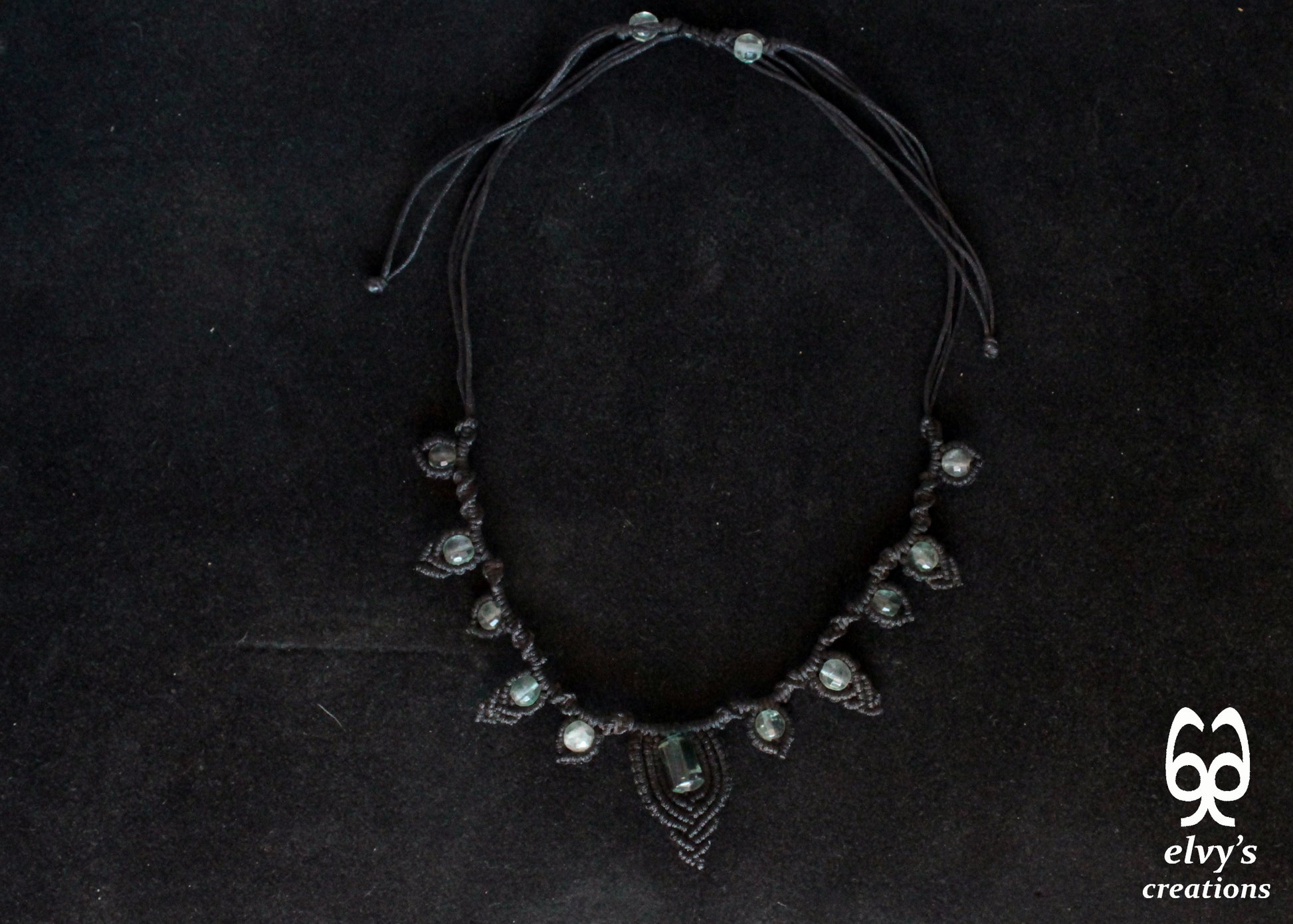 Fluorite Macrame Necklace, Beaded Macrame Choker, Unique Birthday Gift for Women or Men