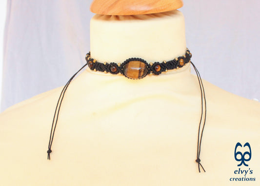 Handmade Macrame Necklace, Beaded Macrame Choker, Unique Birthday Gift for Women