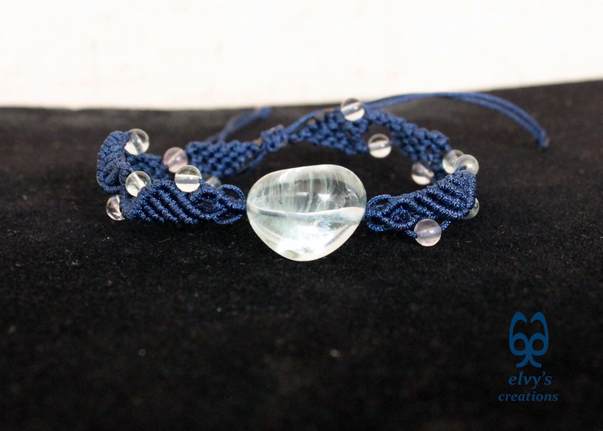 Handmade Macrame Bracelet Fluorite Gemstone Beaded Cuff, Unique Birthday Gift for Women