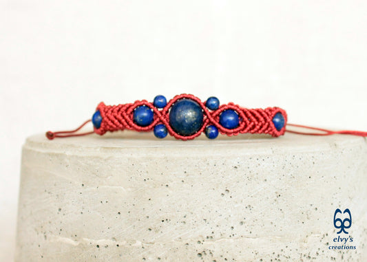 Handmade Macrame Bracelet, Gemstone Beaded Cuff, Unique Birthday Gift for Women