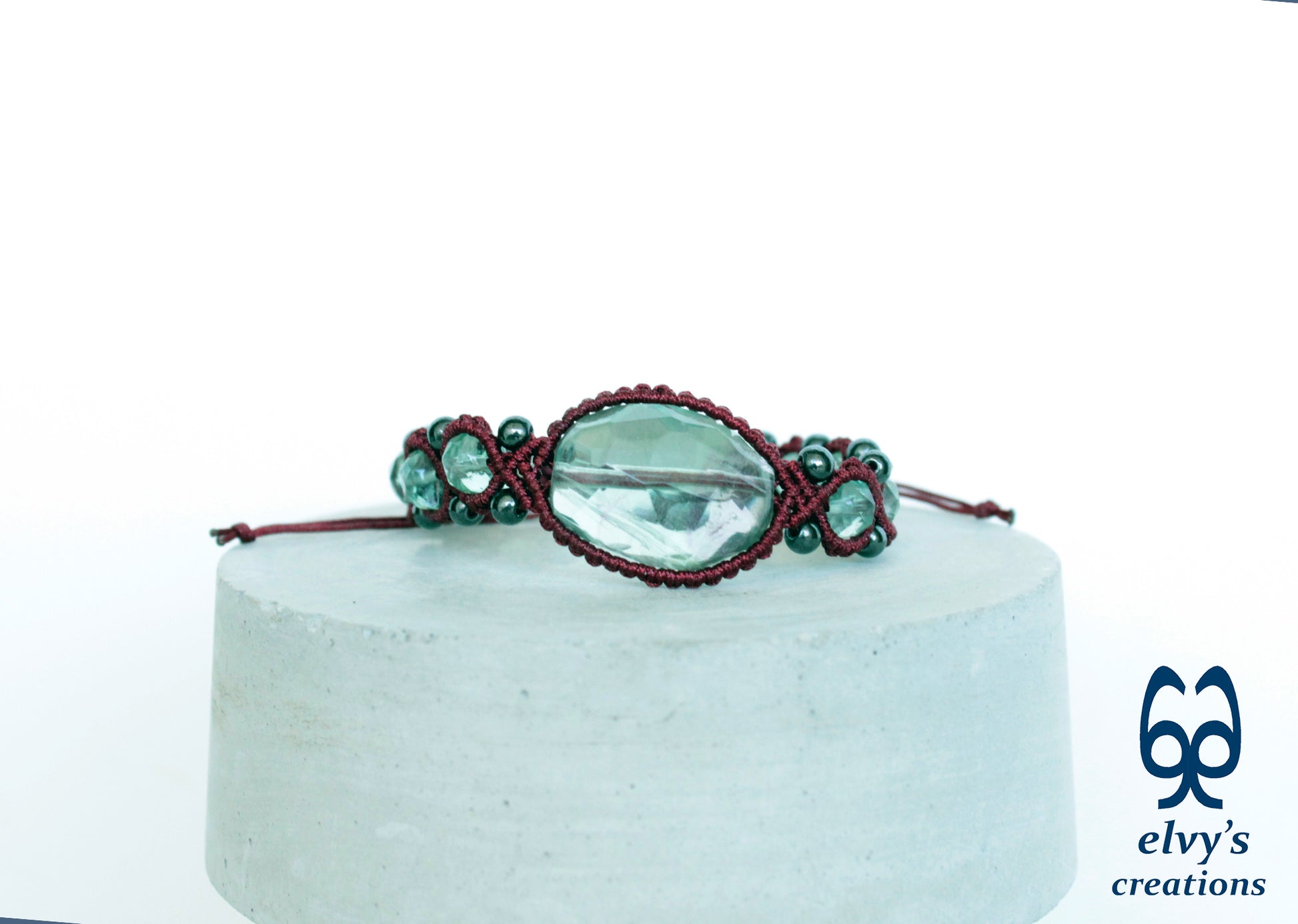 Handmade Macrame Bracelet, Gemstone Beaded Cuff, Unique Birthday Gift for Women and Men