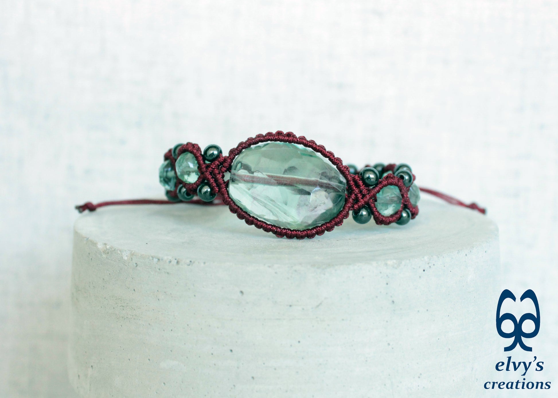 Handmade Macrame Bracelet, Gemstone Beaded Cuff, Unique Birthday Gift for Women and Men