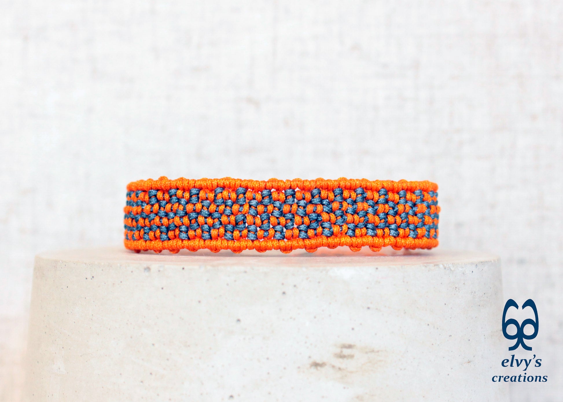 Orange and Gray Macrame Bracelet Adjustable Cuff Bracelet Woven Party Wristband Bracelet for Women Birthday Gift for her