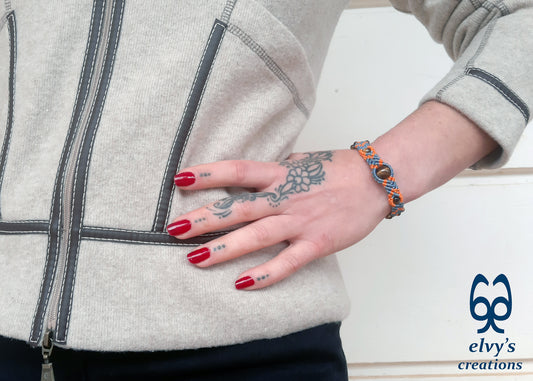 Macrame Bracelet, Gemstone Beaded Cuff, Unique Birthday Gift for Women