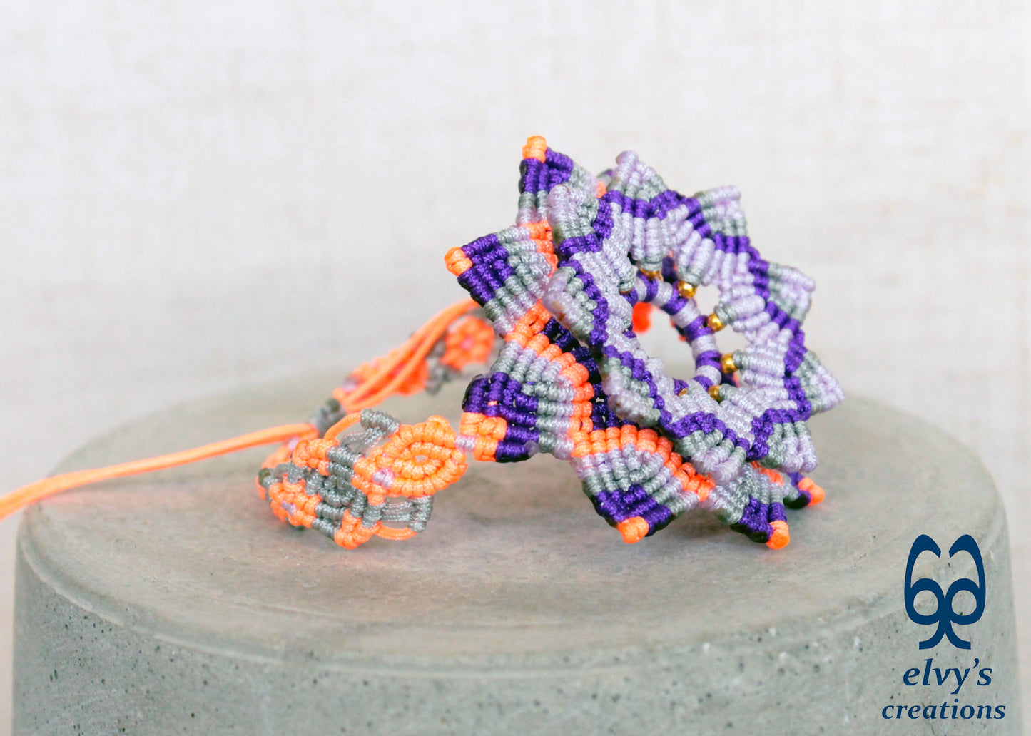 Handmade Macrame Bracelet, Gemstone Beaded Mandala Flower, Unique Birthday Gift for Women
