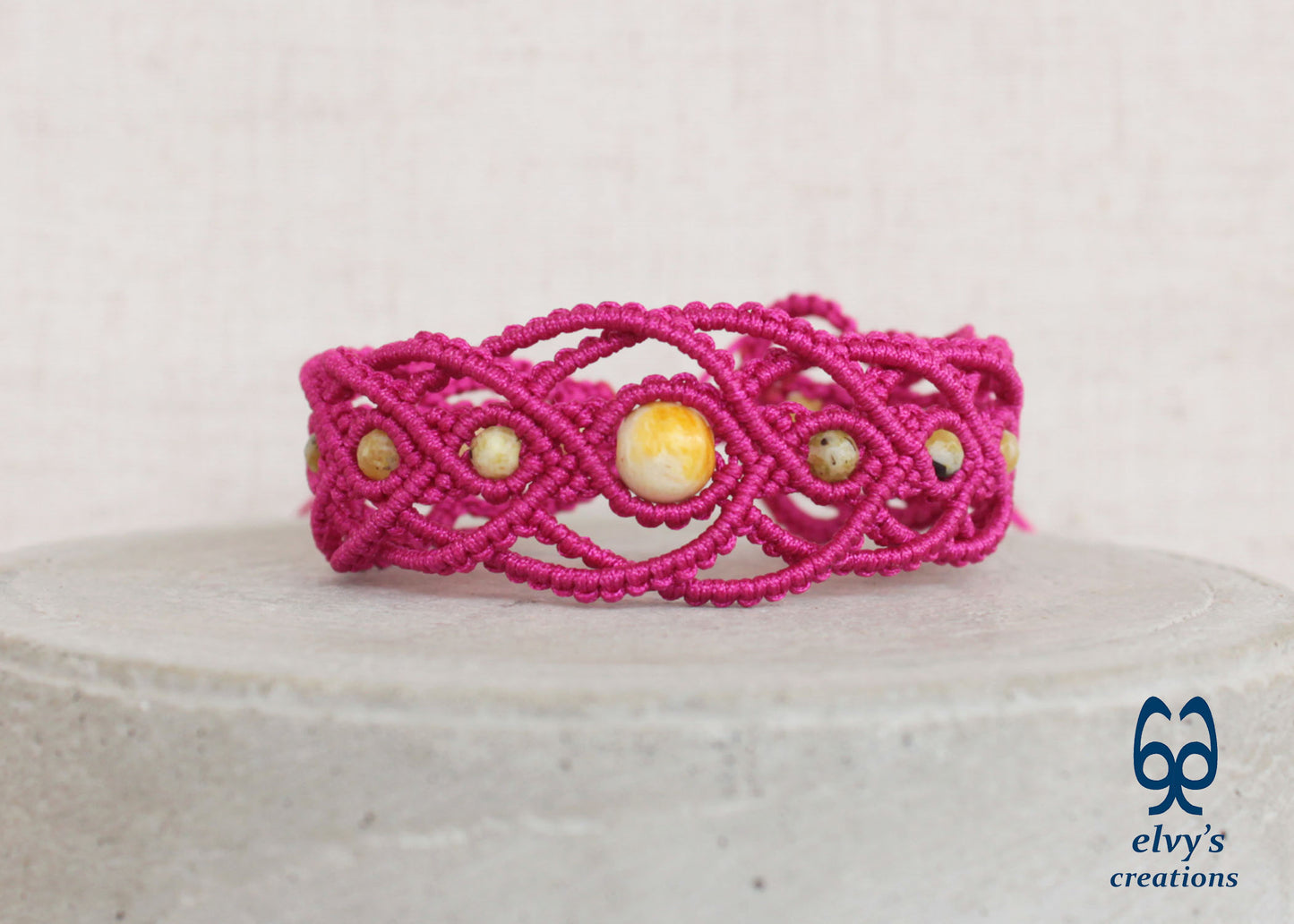 Handmade Macrame Pink Macrame Bracelet for Woman Adjustable Bracelet for Gift