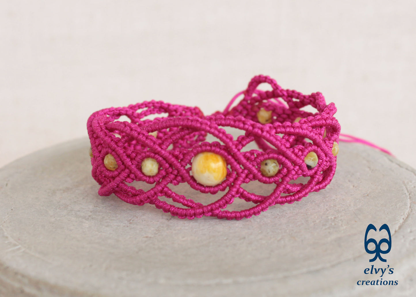 Handmade Macrame Pink Macrame Bracelet for Woman Adjustable Bracelet for Gift