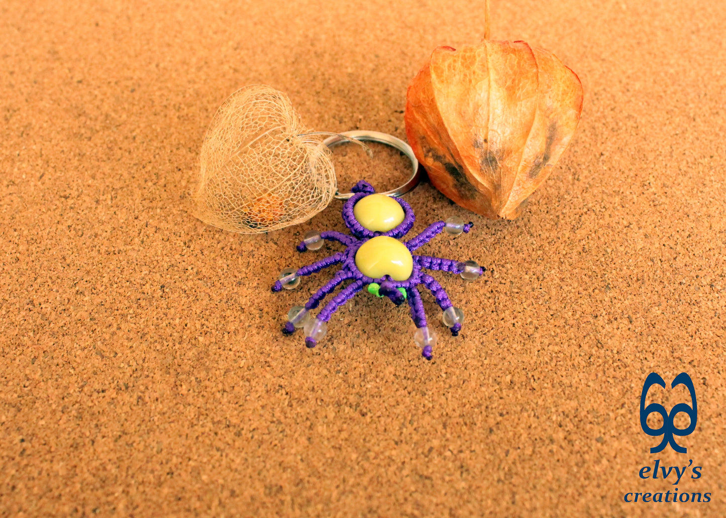 Handmade Spider Macrame Key Chain, Halloween Gift, Small Unique Gift for Woman and Man