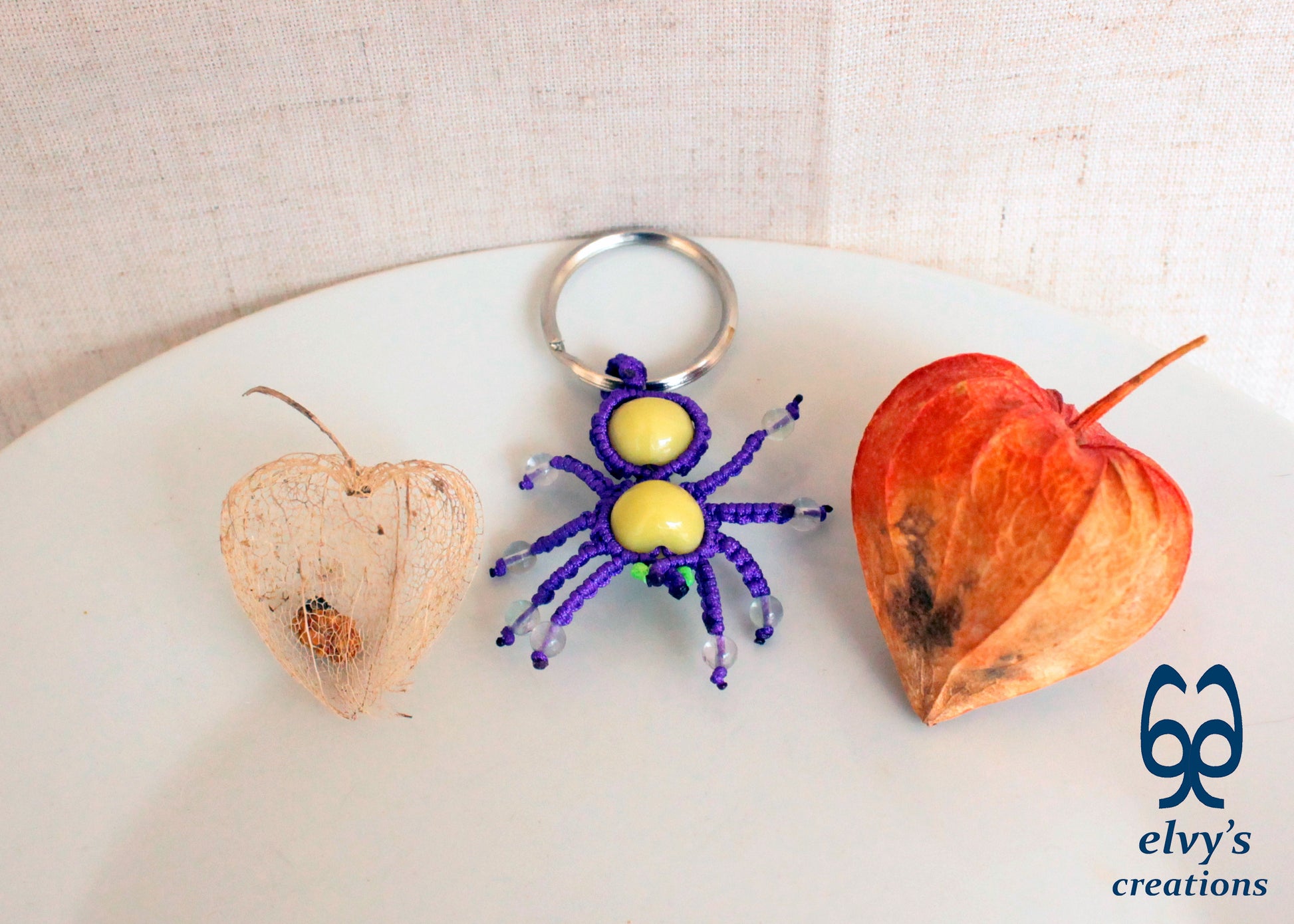 Handmade Spider Macrame Key Chain, Halloween Gift, Small Unique Gift for Woman and Man