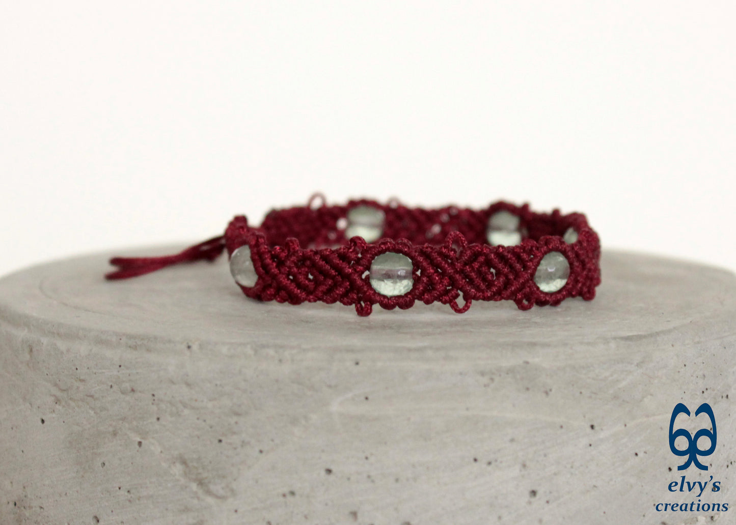 Red Fluorite Bracelet Macrame with Green Healer Natural Gems Beaded Tribal Bracelet for Men and Women