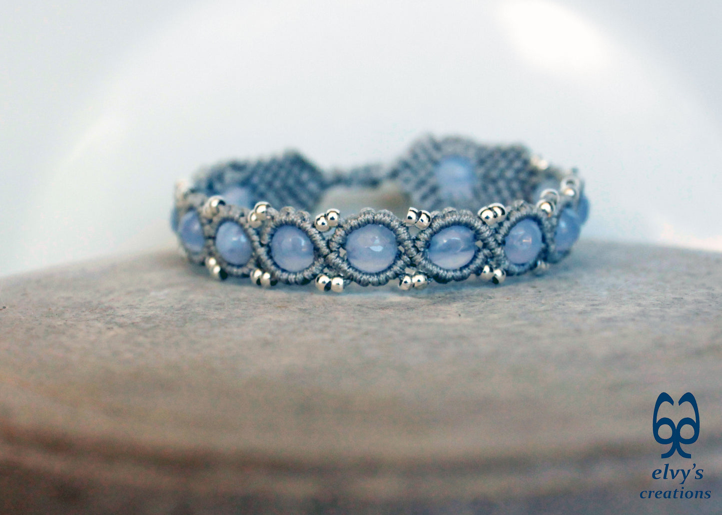 Handmade Macrame Bracelet, Crystal Gemstone Beaded Cuff, Unique Birthday Gift for Women